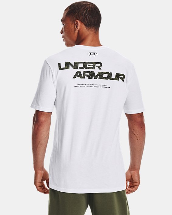 Men's UA ABC Camo Fill Wordmark Short Sleeve, White, pdpMainDesktop image number 2
